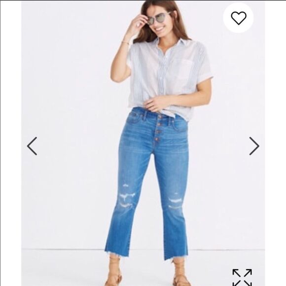 MADEWELL | Cali Demi Boot Jeans Distressed Raw Hem Button Fly Women’s Size 27 - Picture 1 of 13